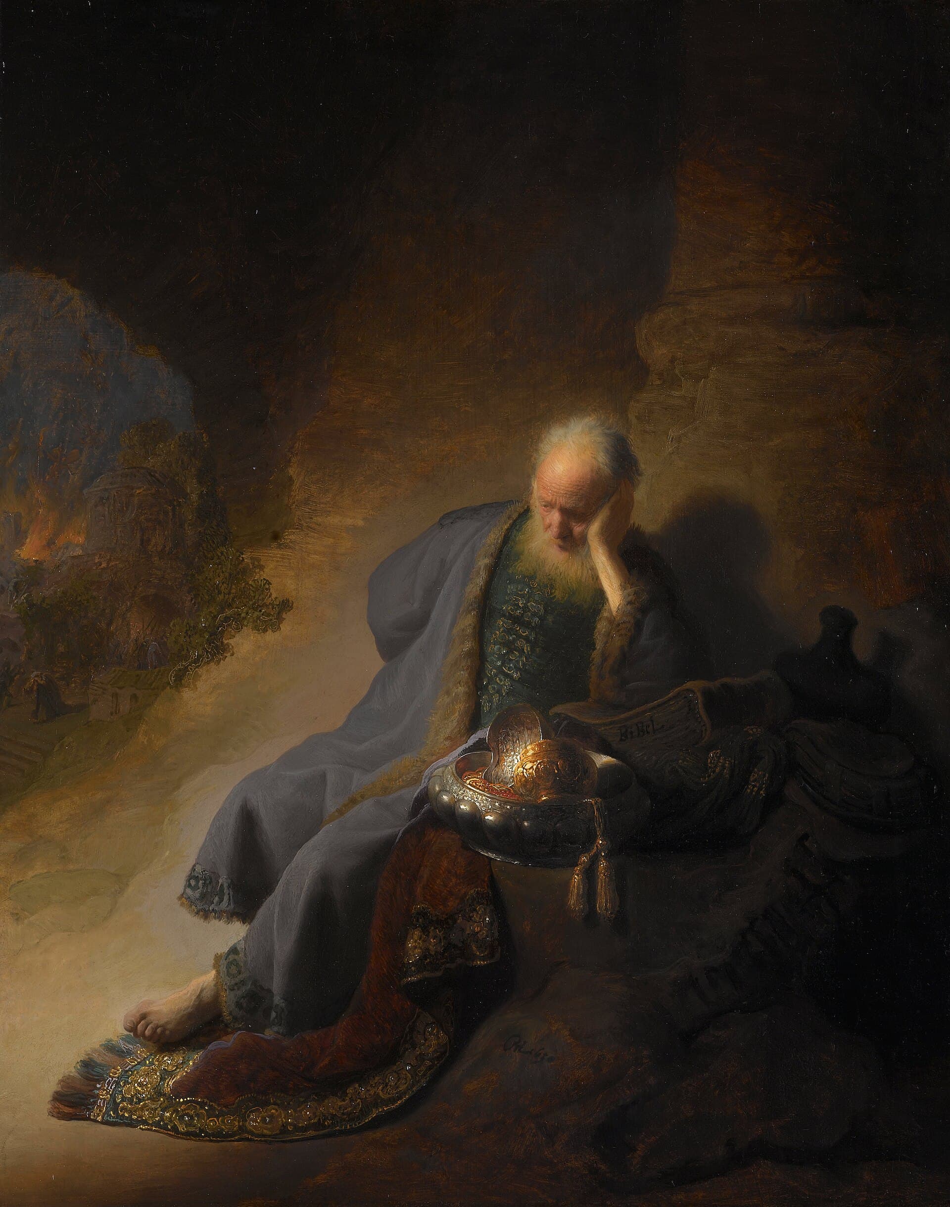 Jeremiah Lamenting the Destruction of Jerusalem, Rembrandt, 1630