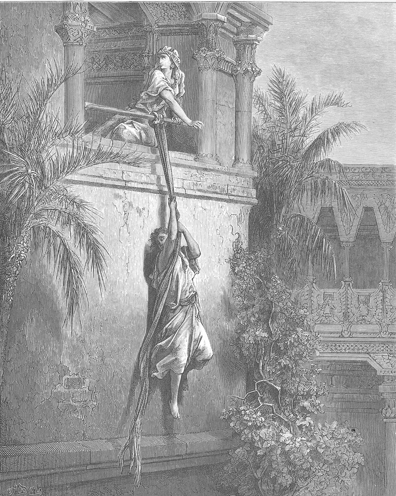 David Escapes through a Window, Gustave Doré