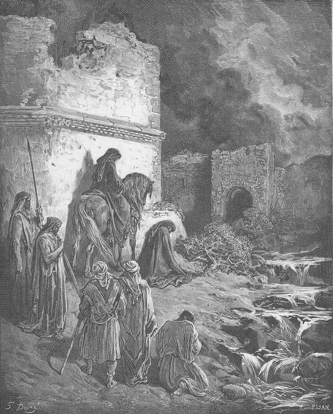 Nehemiah Views the Ruins of Jerusalem's Walls, Gustave Doré, 1866