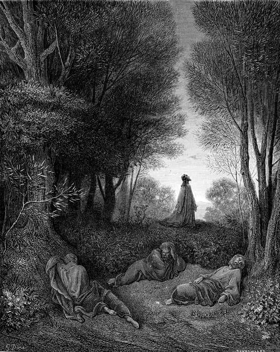 The agony in the garden, Jesus alone among the olives while the three sleep, Matthew 26:39