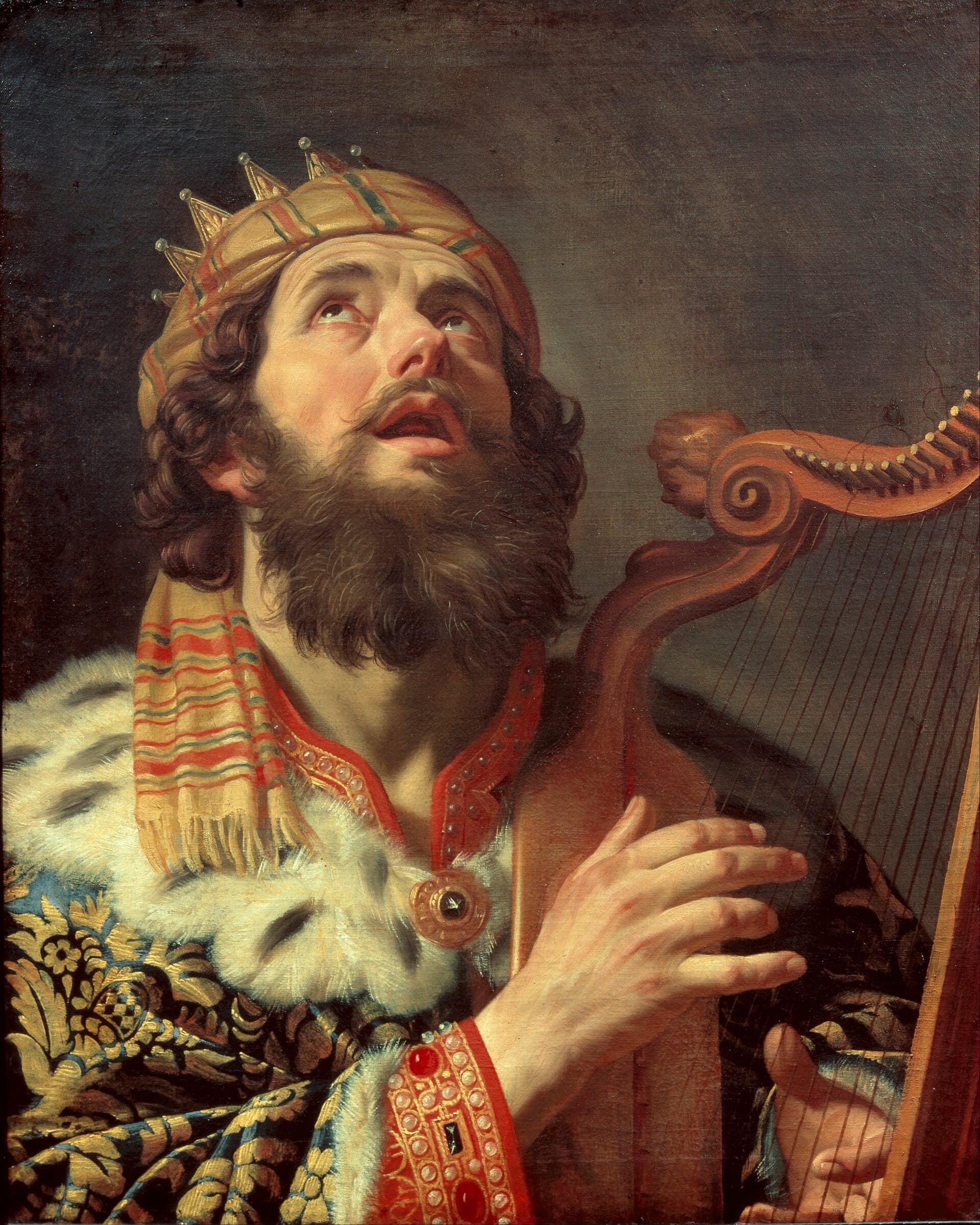 Gerard van Honthorst, King David Playing the Harp (1622, public domain)