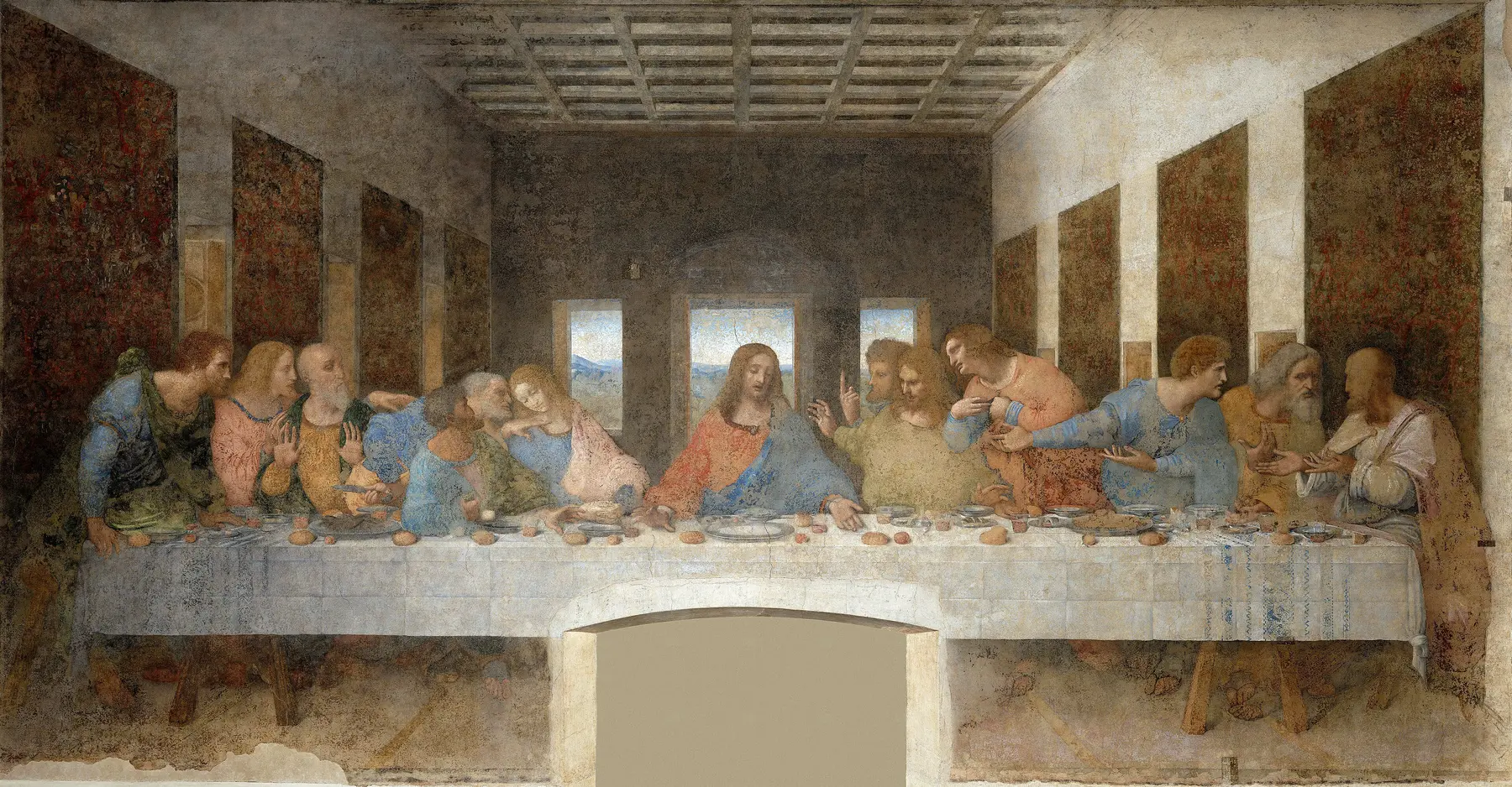 The Last Supper, Leonardo da Vinci, 1495 to 1498. Public domain.
