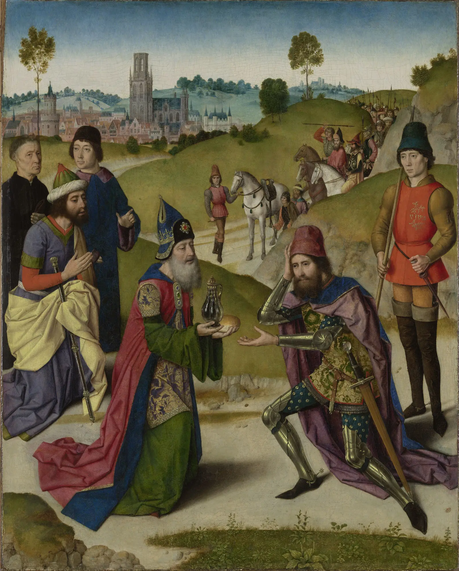 The Meeting of Abraham and Melchizedek, Dieric Bouts, 1464 to 1467. Public domain.