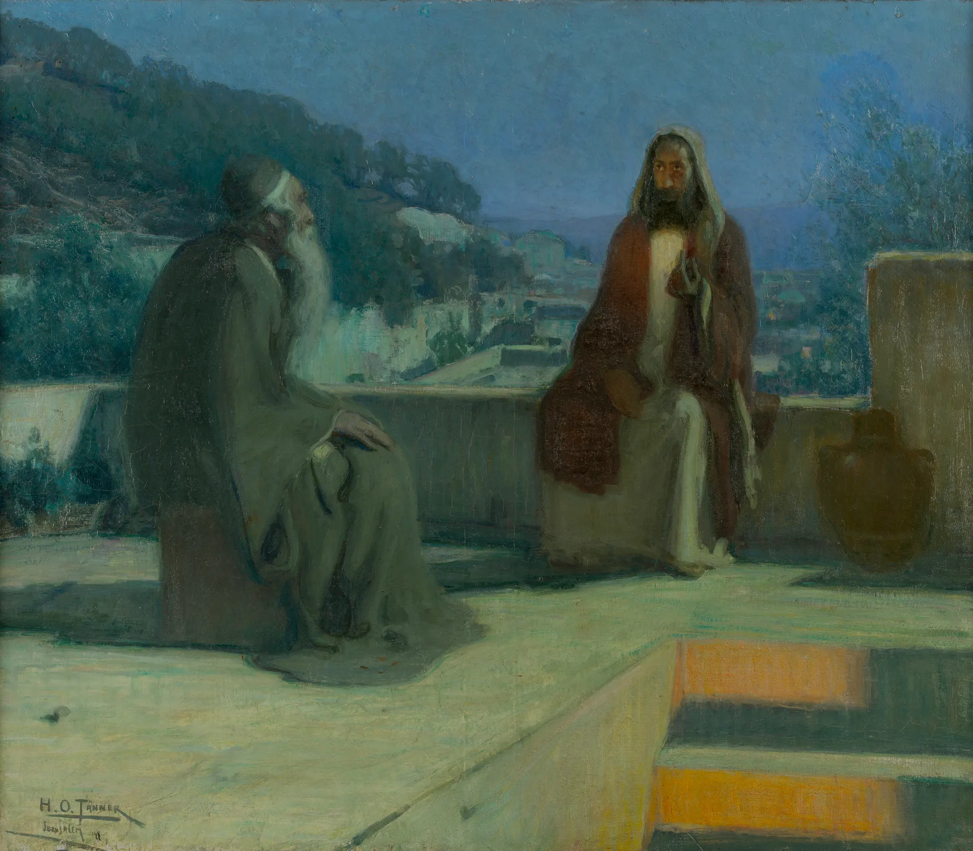 Nicodemus Visiting Jesus, Henry Ossawa Tanner, 1899. Public domain.