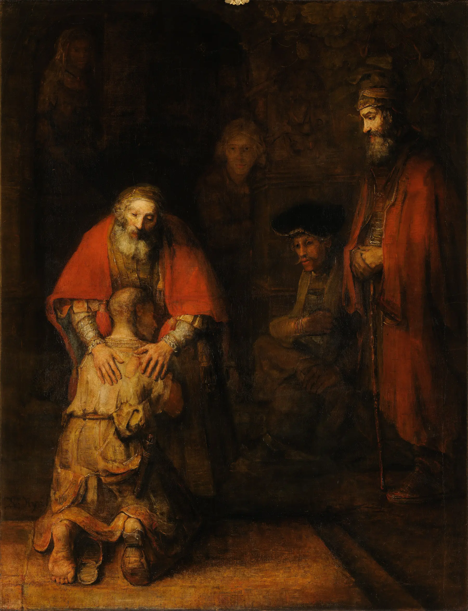 The Return of the Prodigal Son, Rembrandt, about 1668. Public domain.