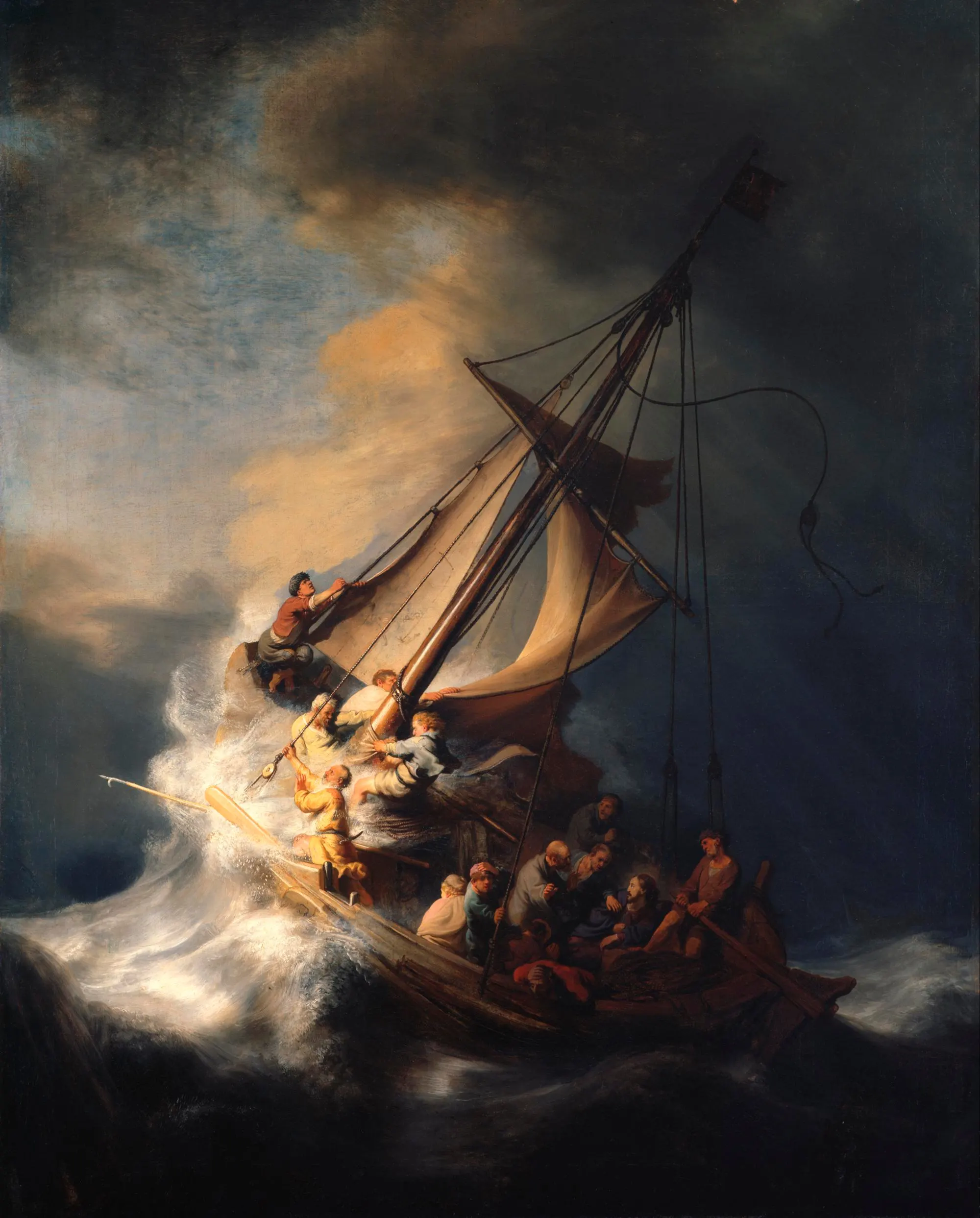 Christ in the Storm on the Sea of Galilee, Rembrandt, 1633, Isabella Stewart Gardner Museum. Public domain.