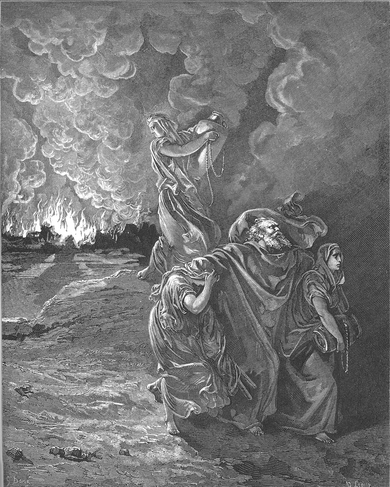 Lot Flees as Sodom and Gomorrah Burn
