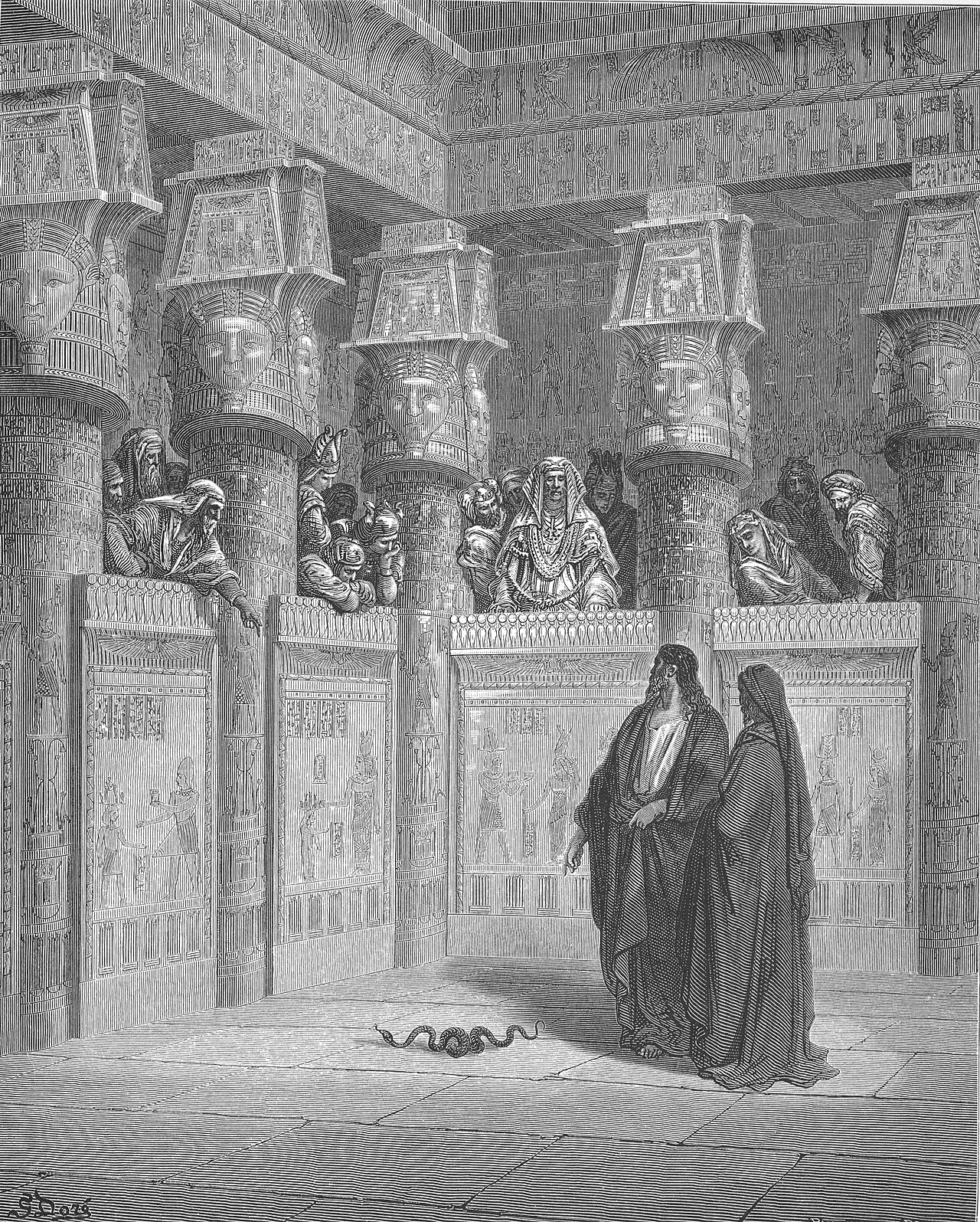 Moses and Aaron Appear before Pharaoh — Gustave Doré