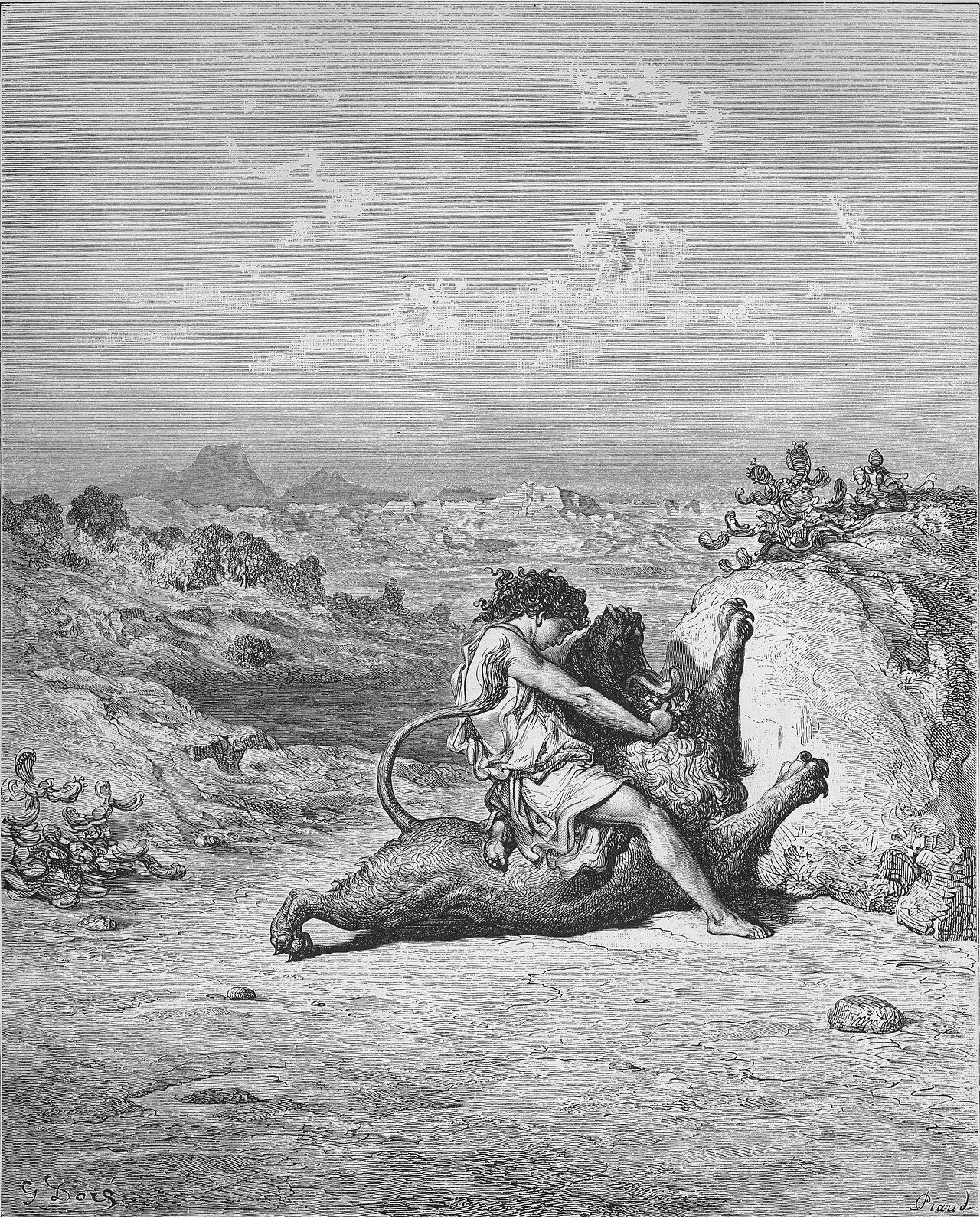 Samson Slays a Lion — Gustave Doré