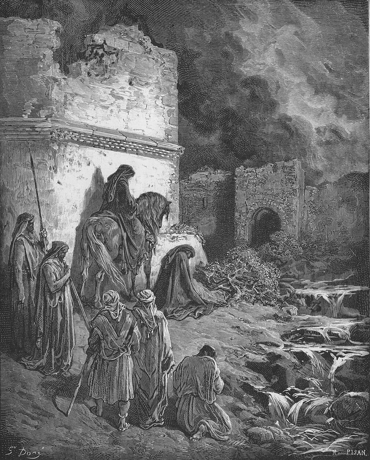 Nehemiah Views the Ruins of Jerusalem's Walls — Gustave Doré