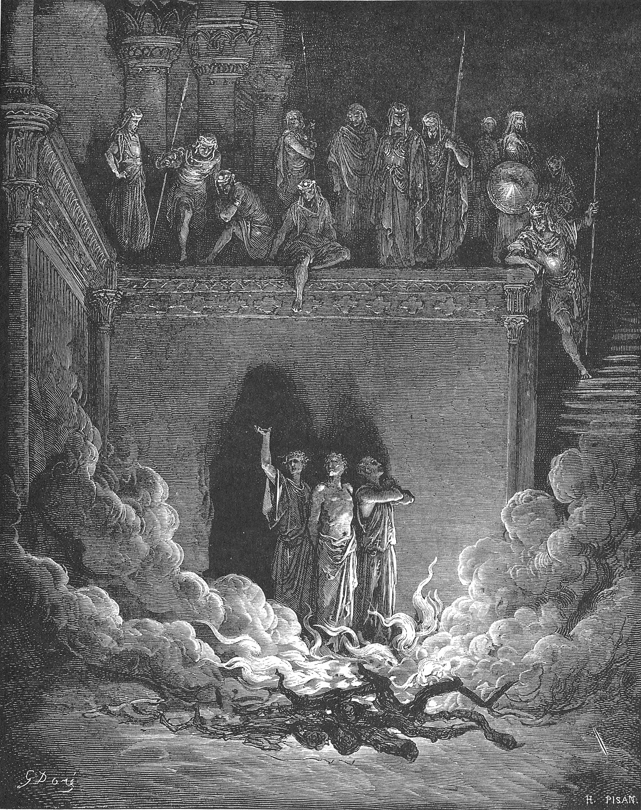 Shadrach, Meshach and Abednego in the Furnace — Gustave Doré