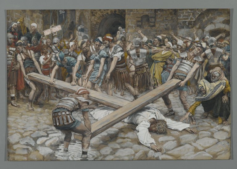 Simon the Cyrenian Compelled to Carry the Cross with Jesus — James Tissot