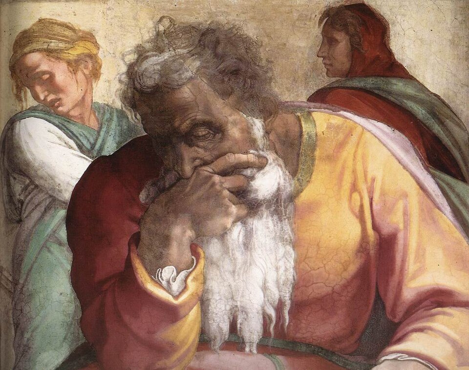 The Prophet Jeremiah, Sistine Chapel ceiling — Michelangelo