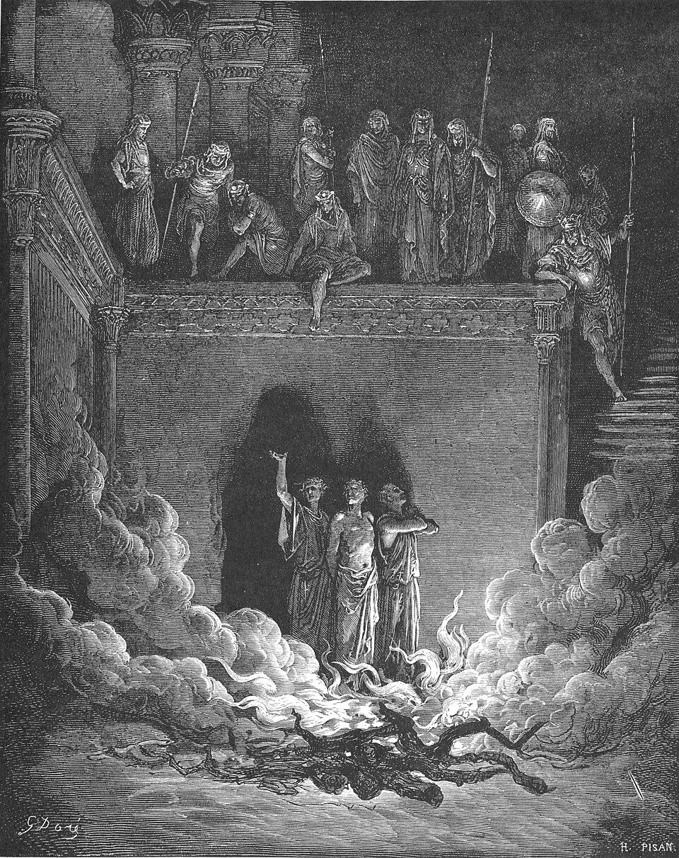Shadrach, Meshach and Abednego in the Furnace — Gustave Doré