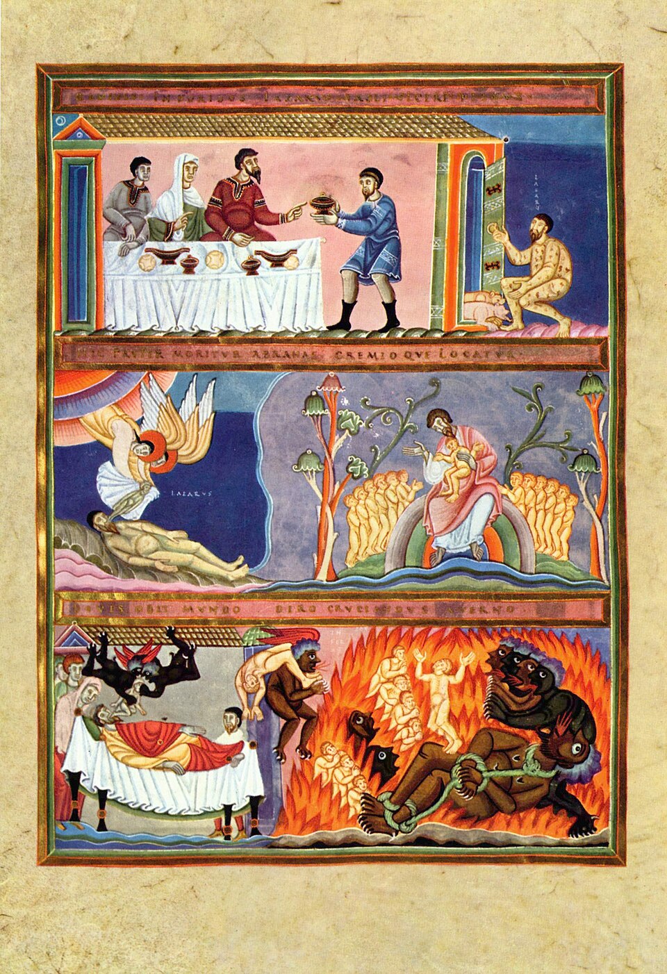 The Rich Man and Lazarus (Abraham's Bosom) — Master of the Codex Aureus of Echternach