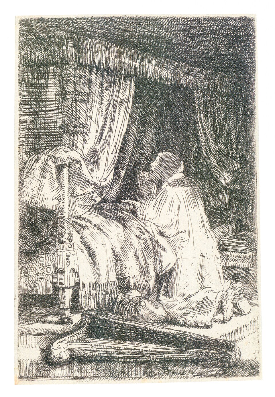 David in Prayer (etching) — Rembrandt van Rijn