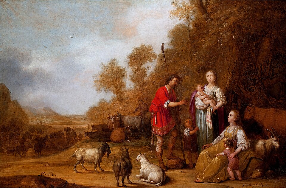 Jacob Urging Leah and Rachel to Flee from Laban, Pieter Symonsz Potter