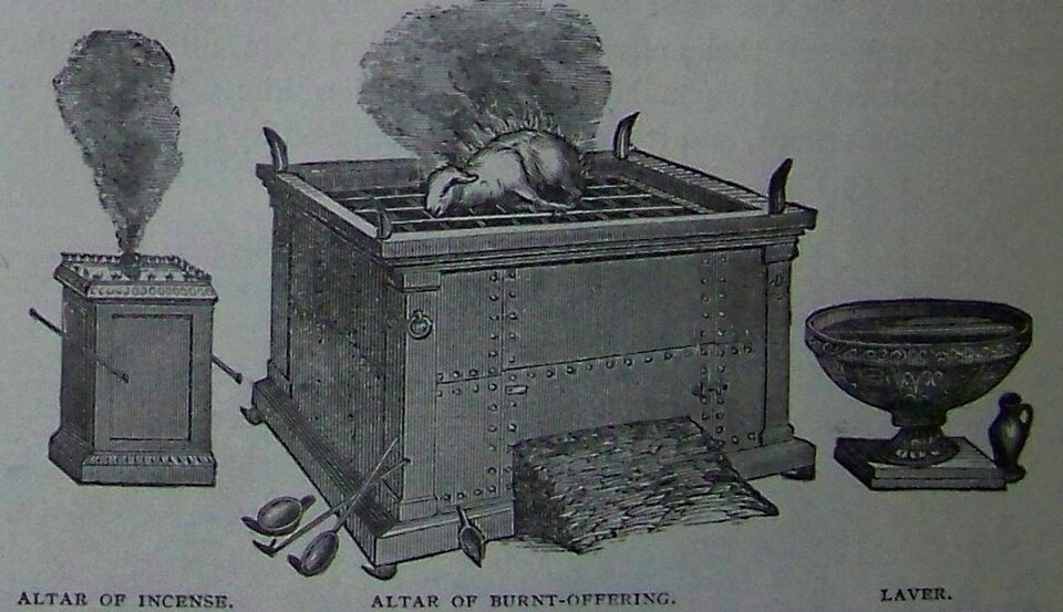 The Altar of Incense, the Altar of Burnt Offering and the Laver — illustrators of the 1890 Holman Bible