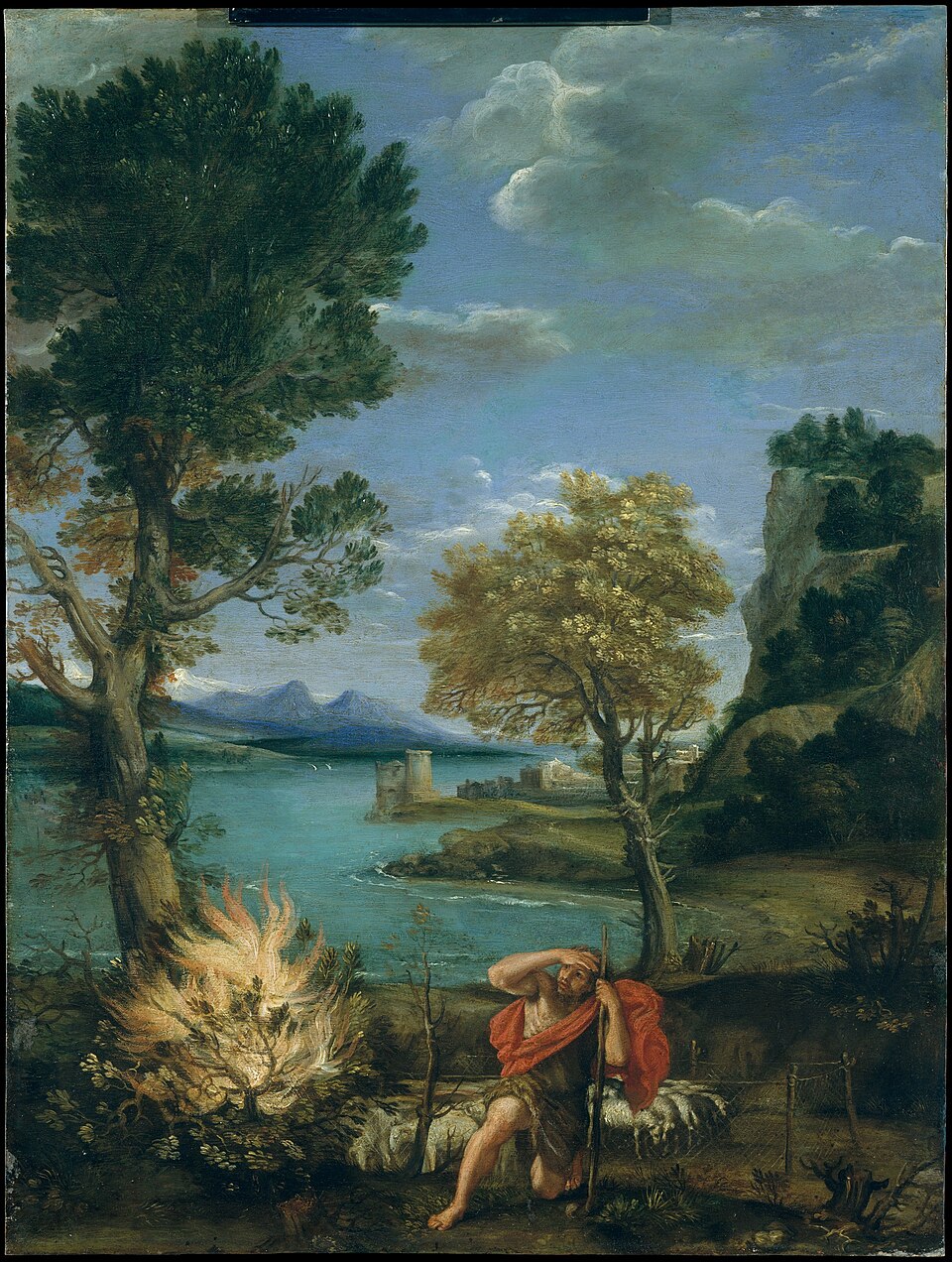 Landscape with Moses and the Burning Bush — Domenico Fetti (circle of)