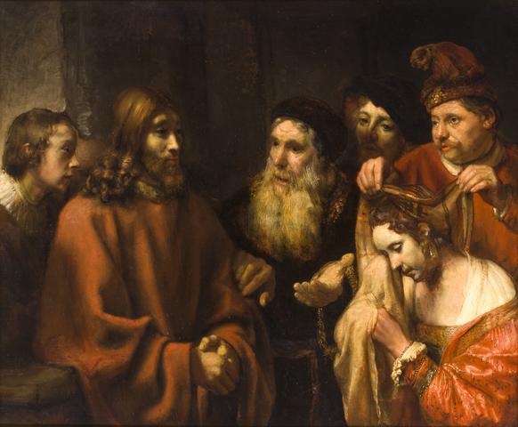 Christ and the Woman Taken in Adultery — Rembrandt / Manner of Rembrandt