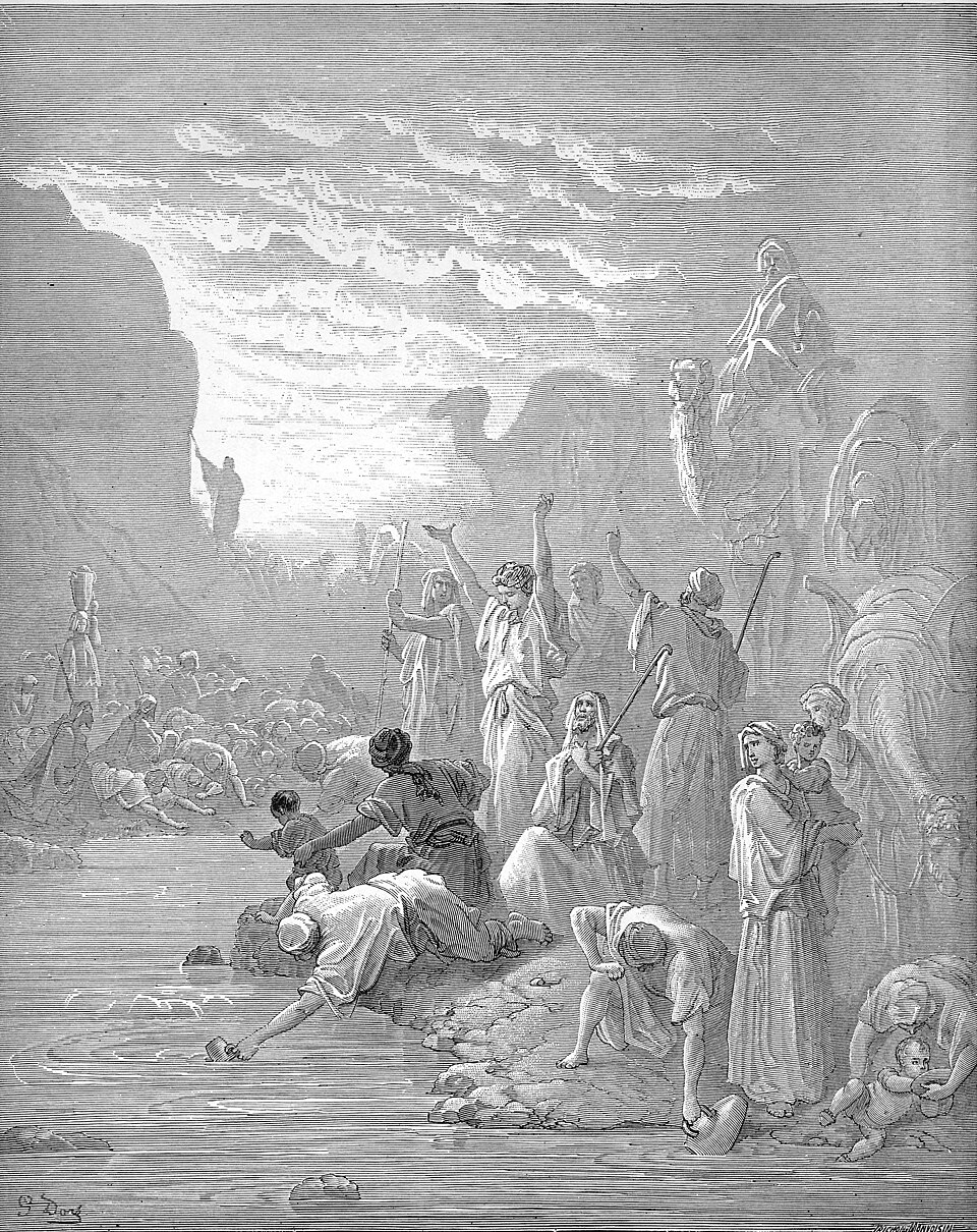 Moses Strikes the Rock at Horeb — Gustave Doré