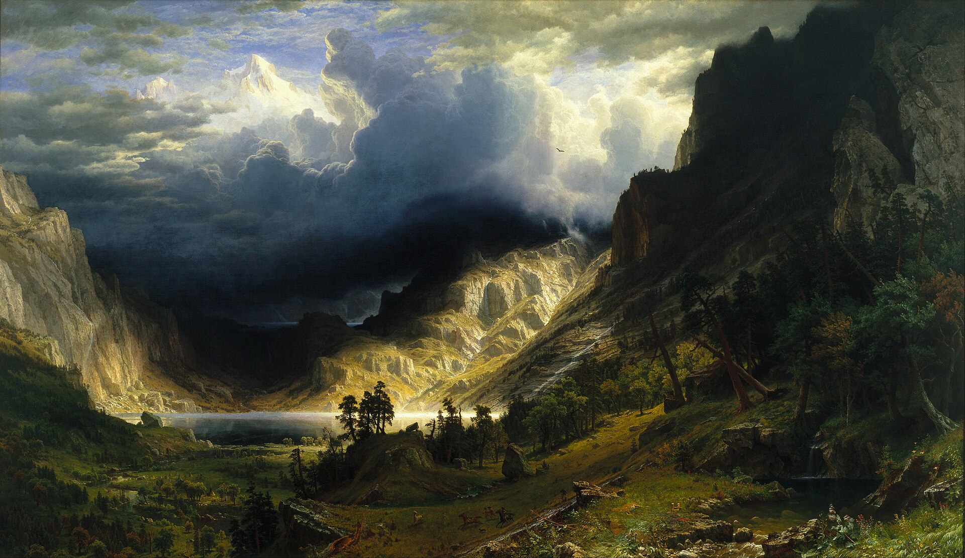 A Storm in the Rocky Mountains, Mt. Rosalie. Albert Bierstadt, 1866. Wikimedia Commons. Public domain.