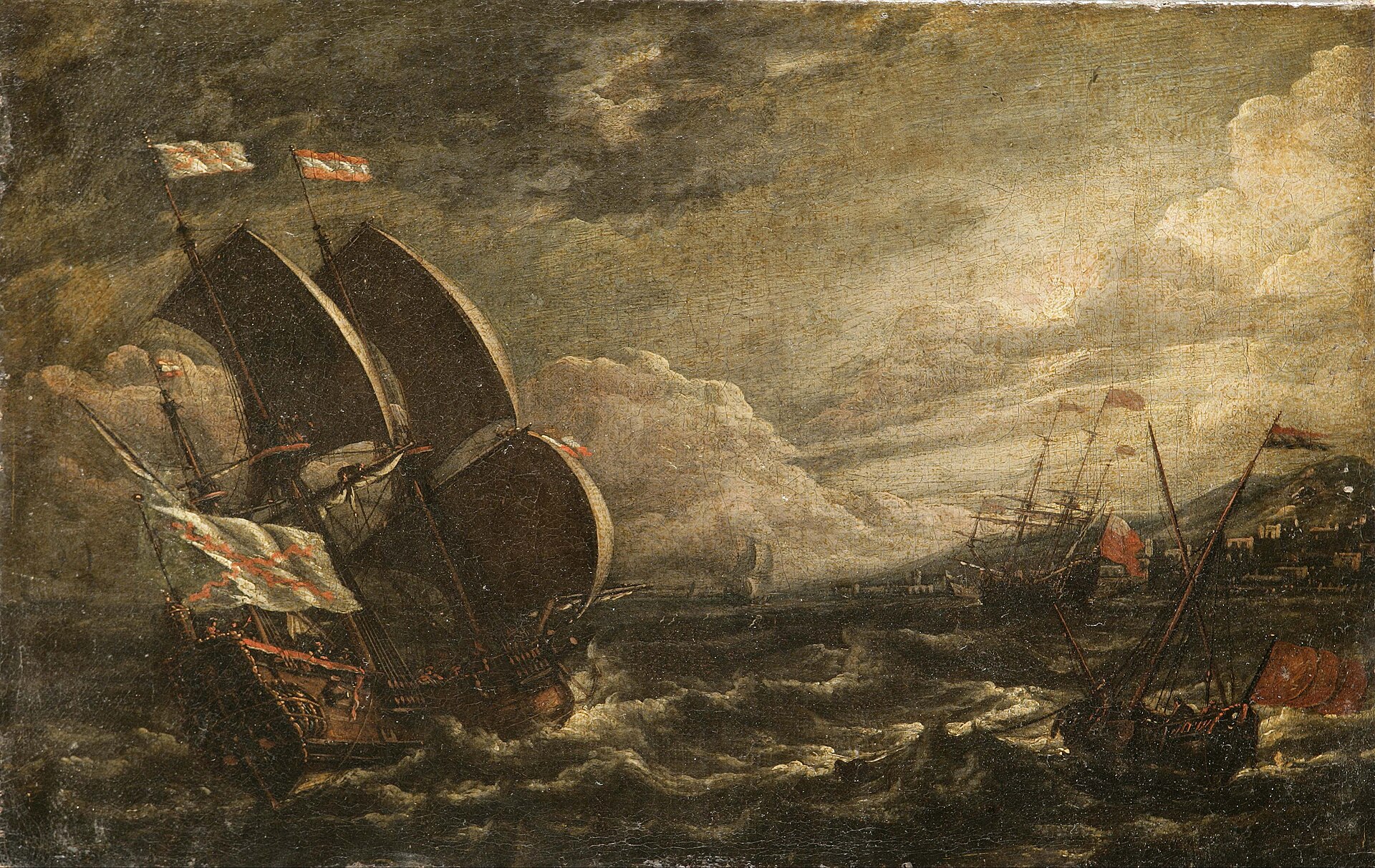 A Storm at Sea. Lorenzo a Castro, from 1664 until 1686. Wikimedia Commons. Public domain.