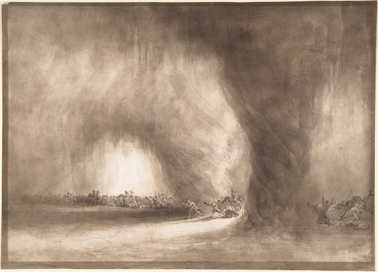 A Column of Oriental Travelers Scattered by a Dust Storm. William West, 1820–40. Wikimedia Commons. CC0.