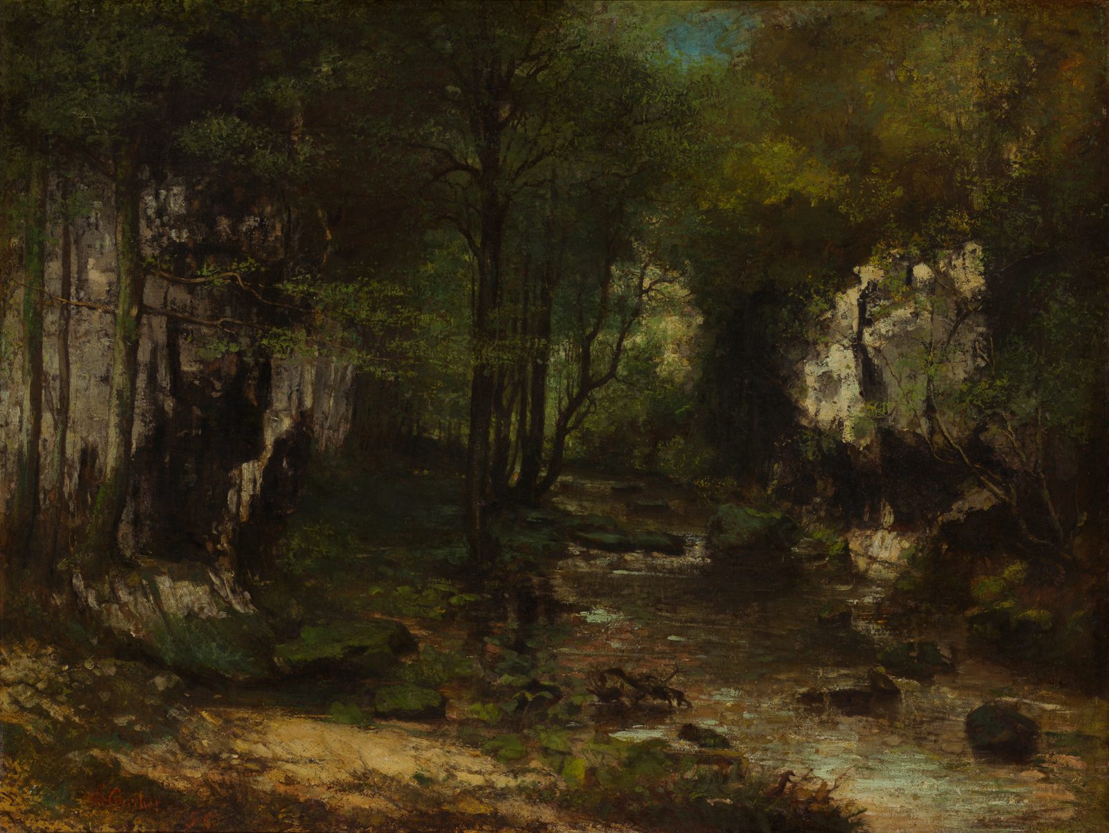 The Stream. Gustave Courbet, 1855. Wikimedia Commons. Public domain.