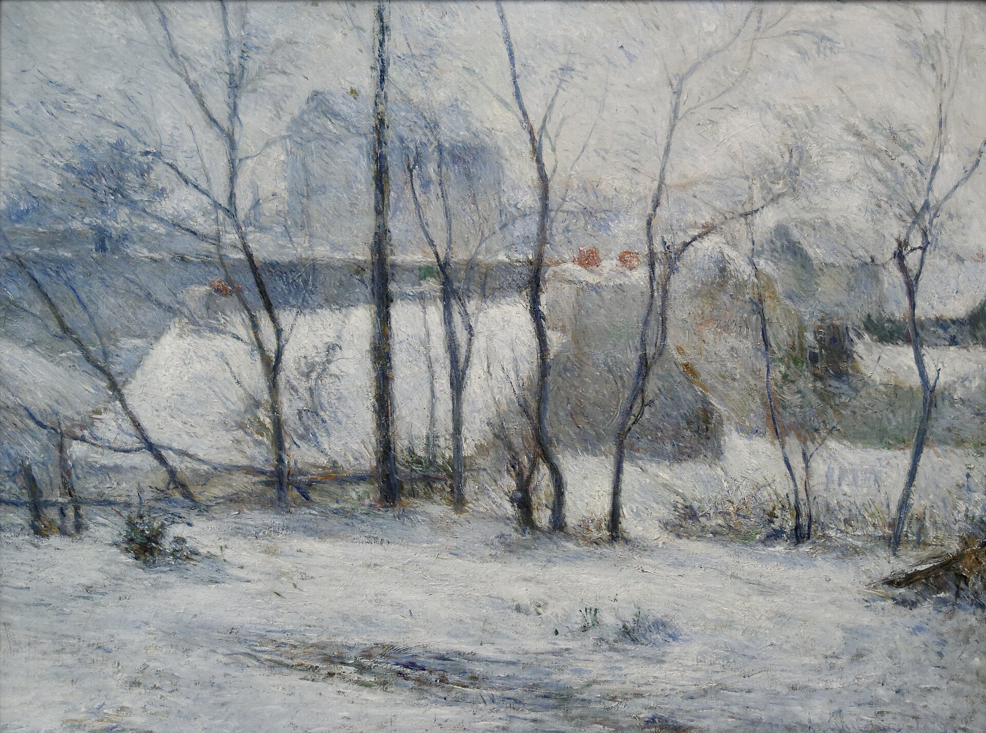 Garden under Snow. Paul Gauguin, 1879. Wikimedia Commons. Public domain.