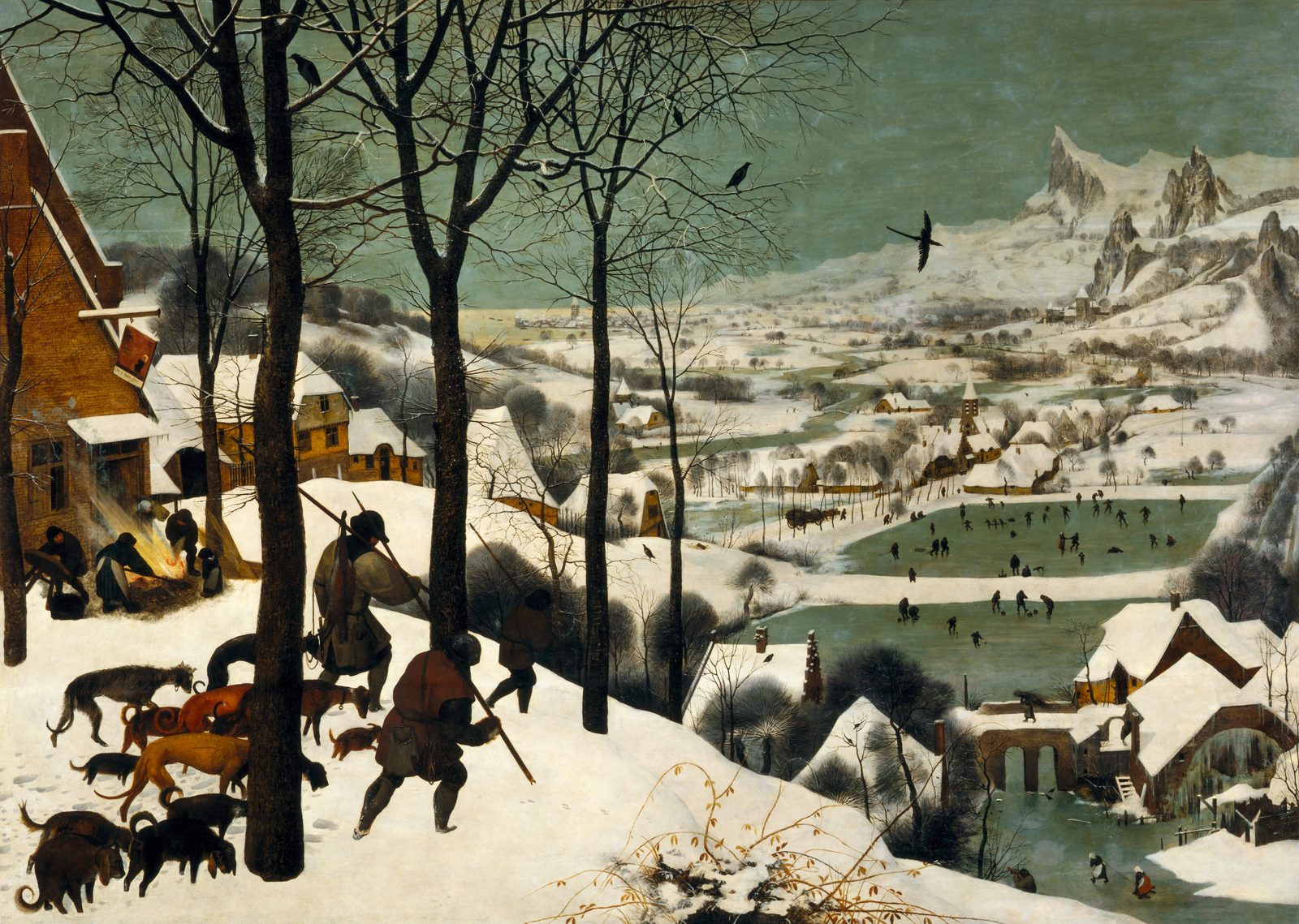 Hunters in the Snow. Pieter Bruegel the Elder, 1565. Kunsthistorisches Museum, Vienna. Public domain.