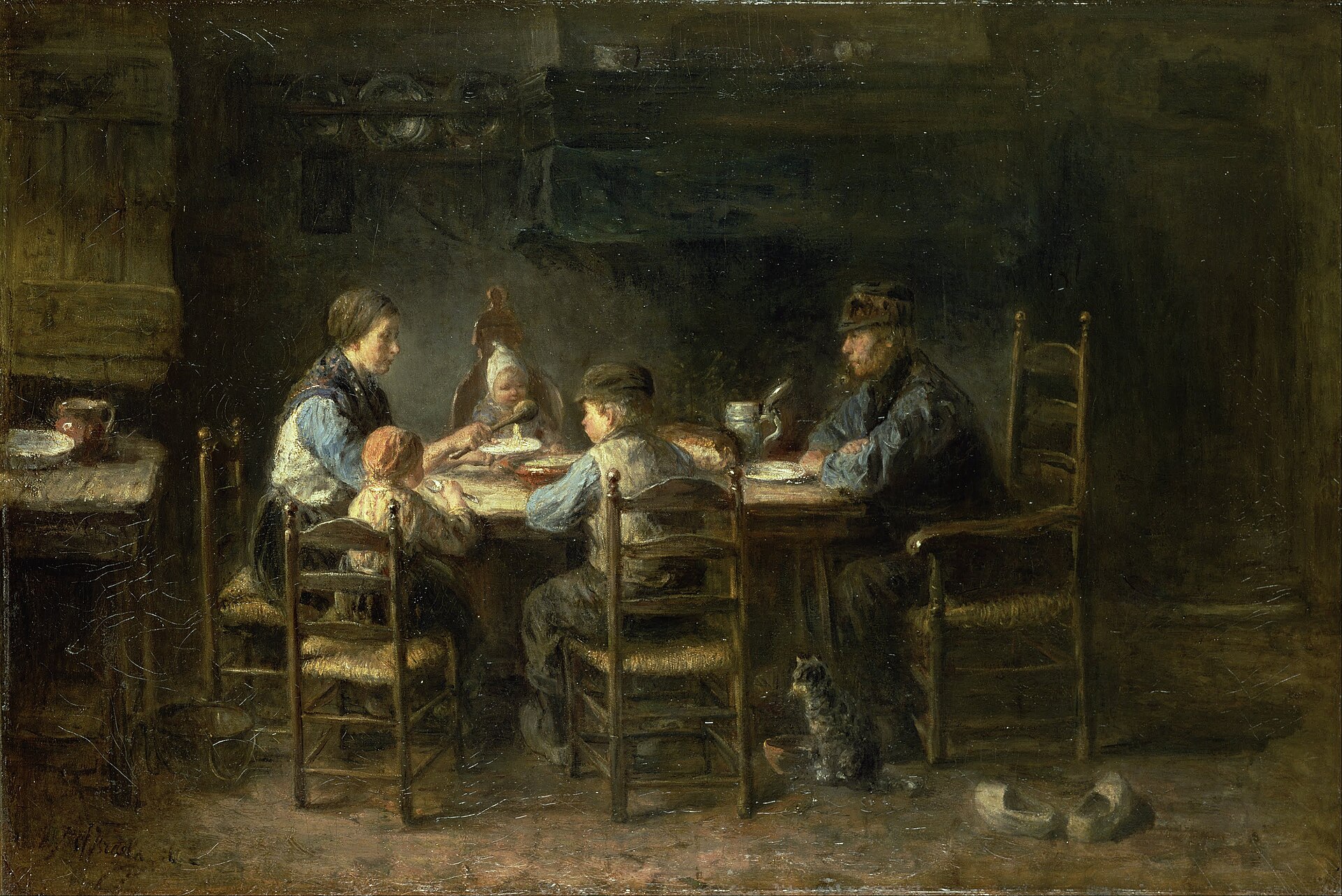 Peasant family at the table. Jozef Israëls, 1882. Wikimedia Commons. Public domain.