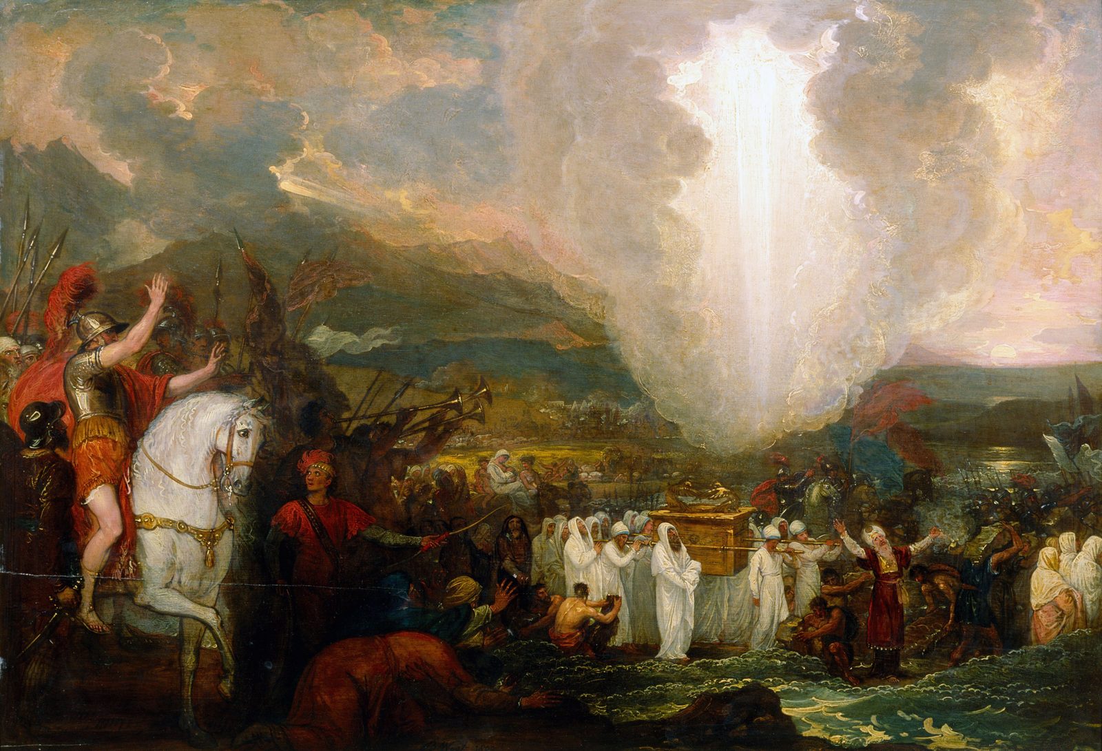 Joshua Passing the River Jordan with the Ark of the Covenant. Benjamin West, 1800. Art Gallery of New South Wales. Public domain.