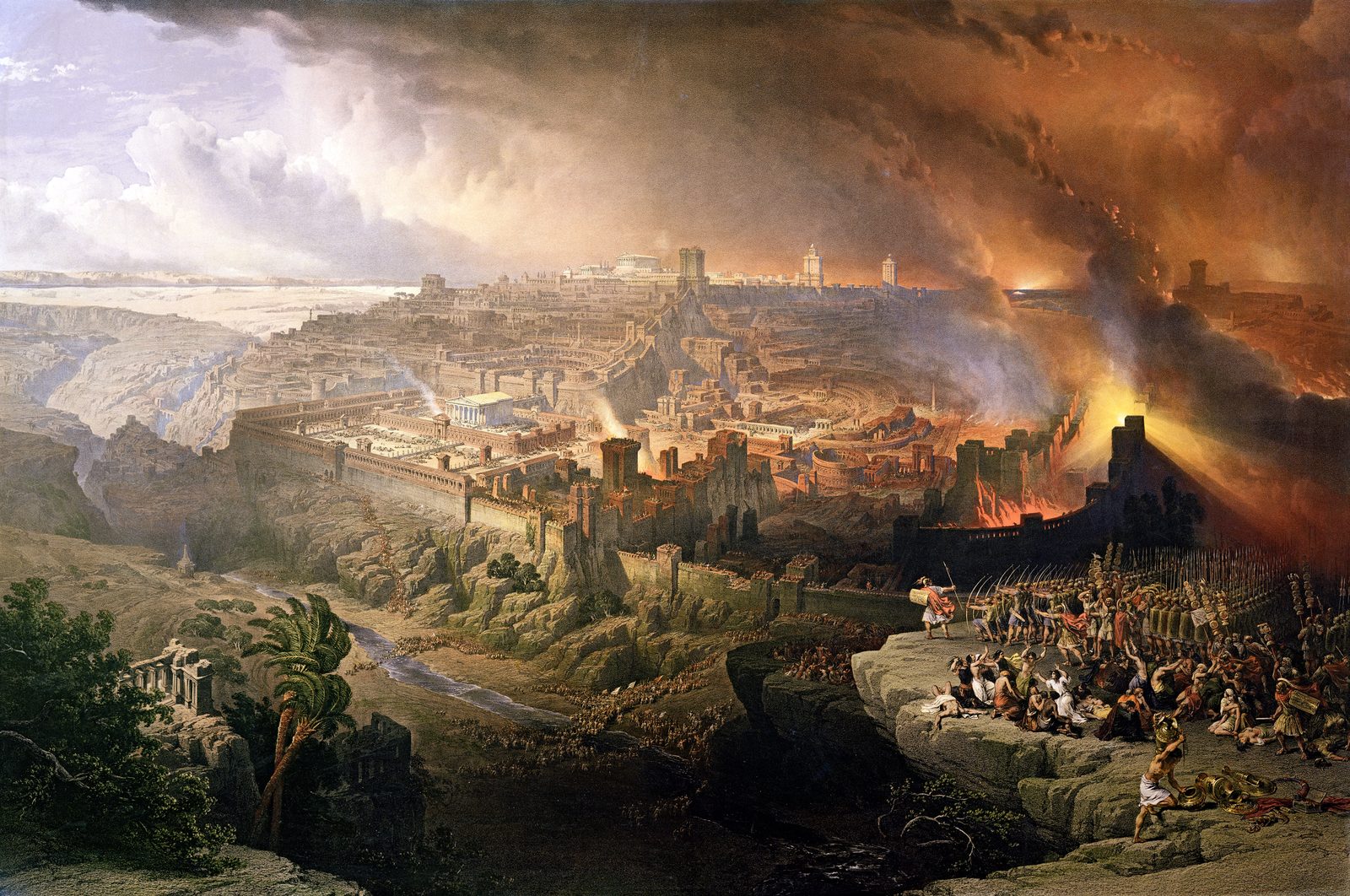 The Siege and Destruction of Jerusalem by the Romans Under the Command of Titus, A.D. 70. David Roberts, 1850. Wikimedia Commons. Public domain.