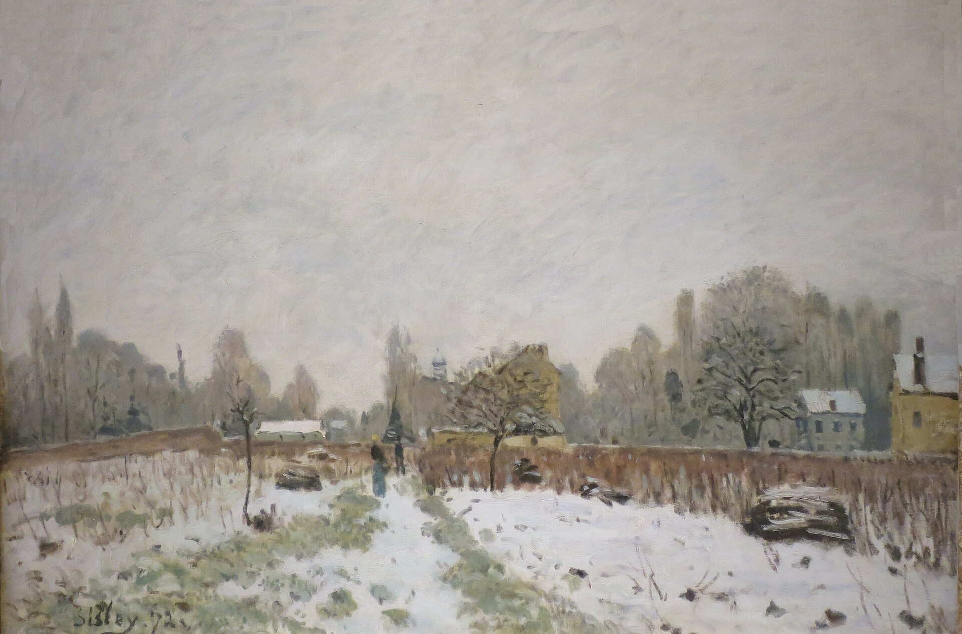 Louveciennes in the Snow. Alfred Sisley, 1872. Wikimedia Commons. Public domain.