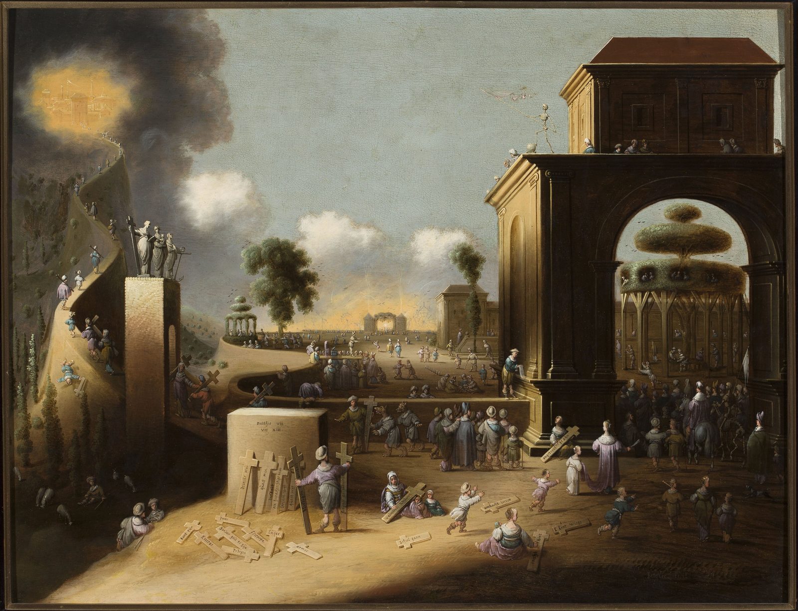 Narrow Road of Virtue and Wide Road of Sin. Jan Micker, not stated on the file page. National Museum in Warsaw. Public domain.