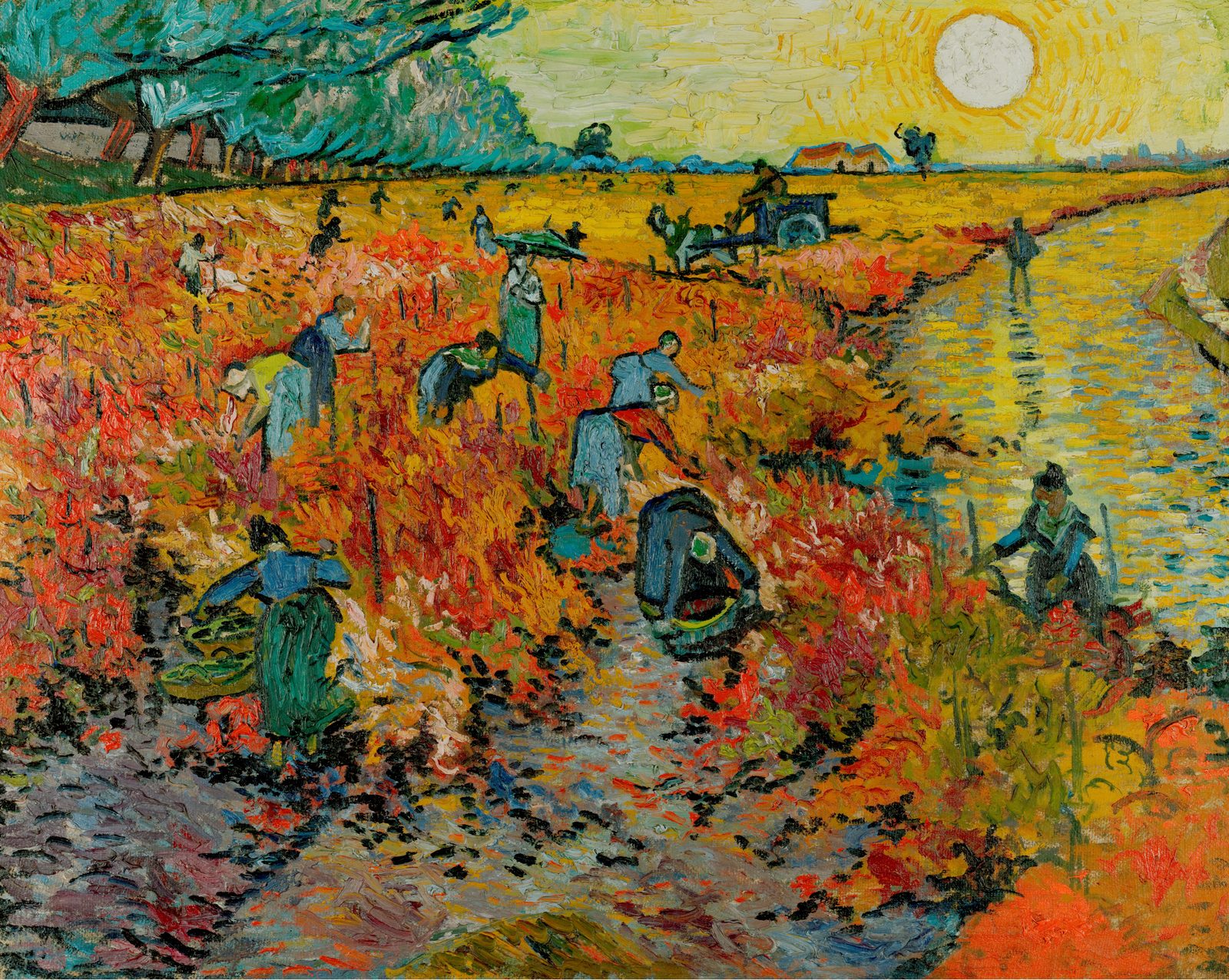 The Red Vineyard at Arles. Vincent van Gogh, 4 November 1888. Pushkin Museum, Moscow. Public domain.
